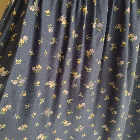 Laura Ashley Girls Blue Floral Dress Sz 8-9 Vtg 90s Button Back Prarie Maxi - Picture 6 of 13